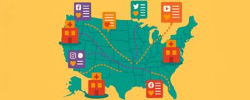 A map of the US with lines throughout depicting the intersection of public health resources. For a release about AI and public health messaging.