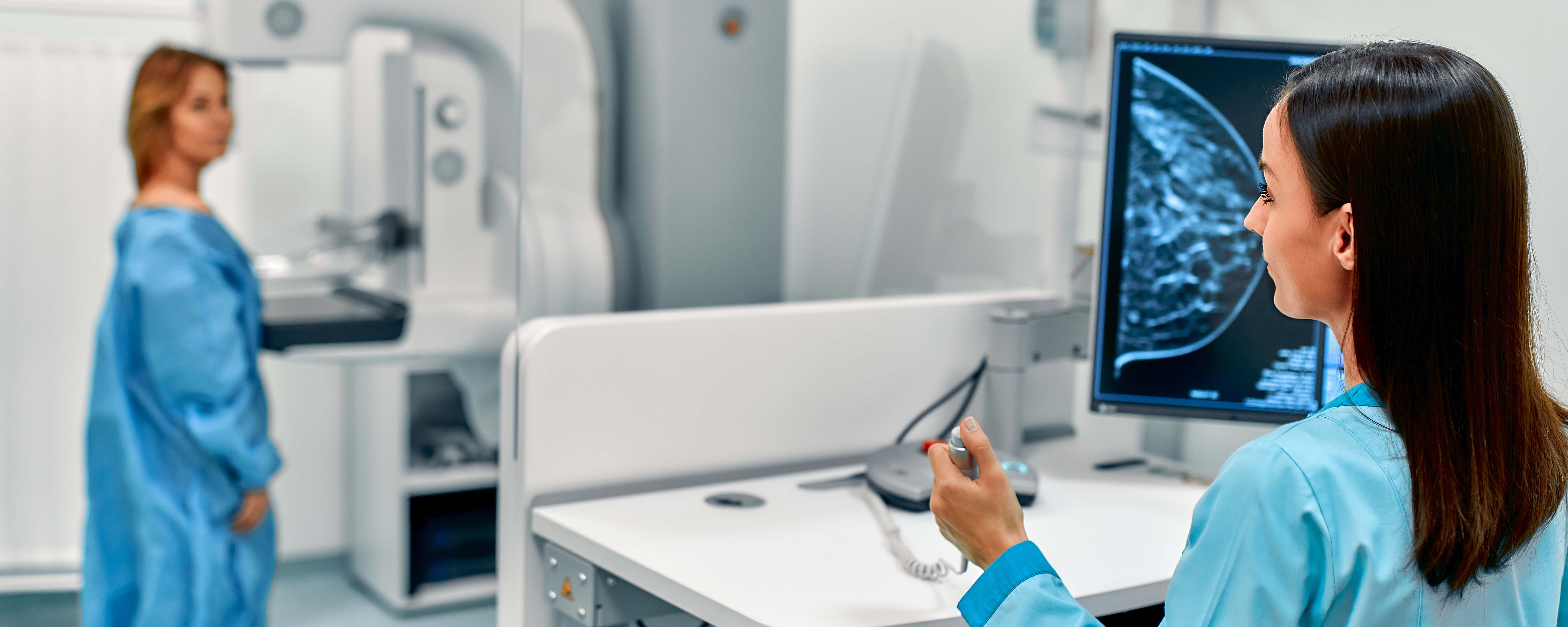 Image of a patient getting a mammogram.