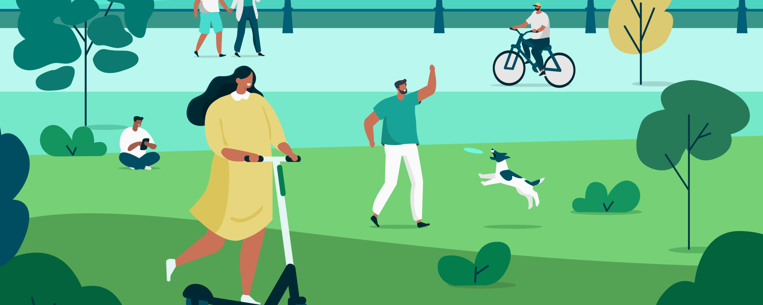 Group of people exercising outdoors.