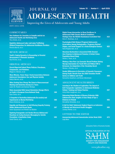 Cover of the Journal of Adolescent Health.