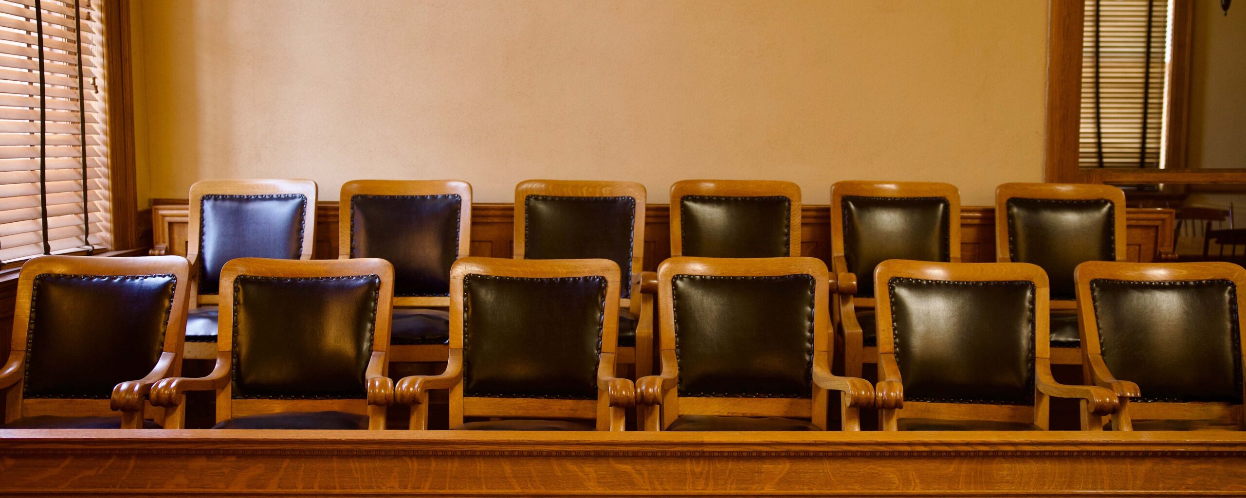 Picture of a jury box for release about jury service.