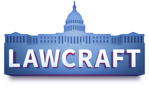 Logo of LawCraft, one of the nonpartisan civics games from iCivics and APPC