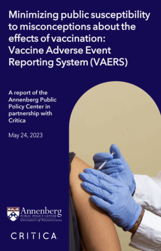 Minimizing public susceptibility to misconceptions about the effects of vaccination: Vaccine Adverse Event Reporting System (VAERS)