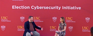 CNN Security Analyst Sam Vinograd talks with Dan Woods, chief technology officer of the Joe Biden campaign for president at USC's Cybersecurity Initiative.