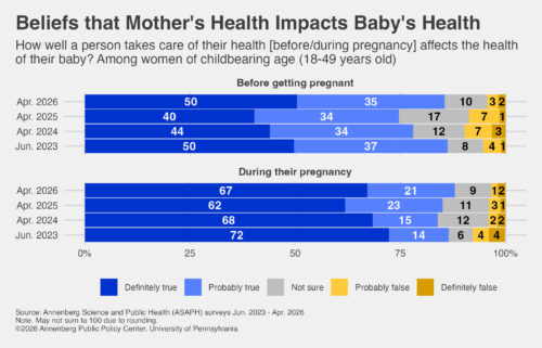 Graphic depicting respondents' beliefs that mother's health impacts baby's health.